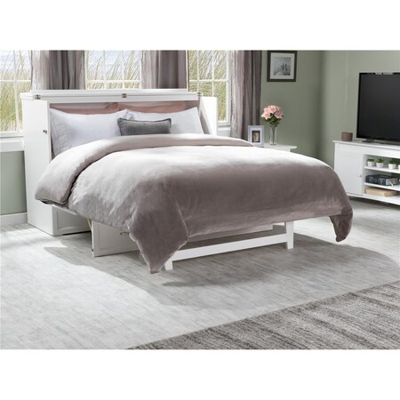 Atlantic Furniture Deerfield Murphy Bed Chest Queen White with Charging Station AC584142